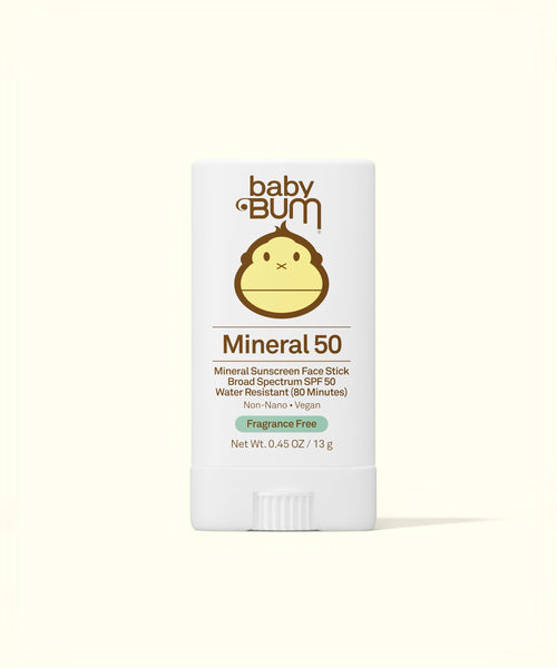 Baby Bum Mineral SPF 50 Sunscreen Face Stick with broad spectrum SPF 50 in a compact stick design