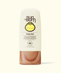 Sun Bum Daily gel sunscreen moisturizer SPF 50 in a white bottle with wood-textured cap