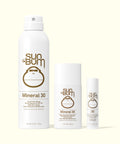 Sun Bum Mineral 30 sunscreen products on a white background
