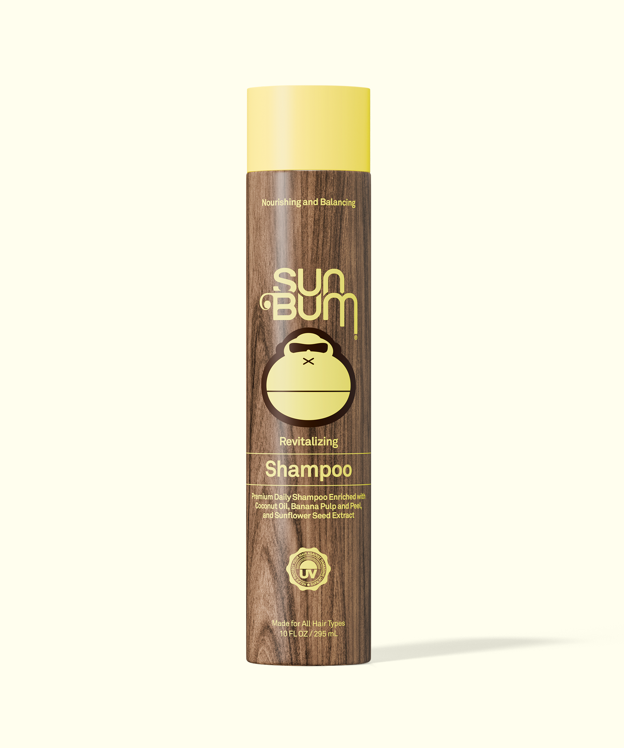 Sun Bum shampoo bottle on a white background