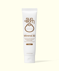 Sun Bum Mineral 30 sunscreen lotion tube on a beige background